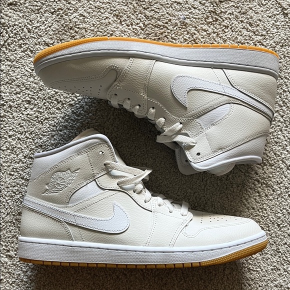 Nike Shoes - White and Orange High-Top Sneakers